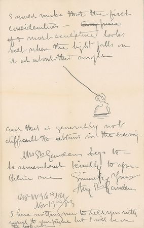 Lot #643 Augustus Saint-Gaudens: Saint-Gaudens letter with rare bust sketch - Image 2