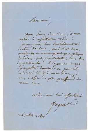Lot #632 Jean Auguste Ingres Handwritten Letter Signed - Image 1