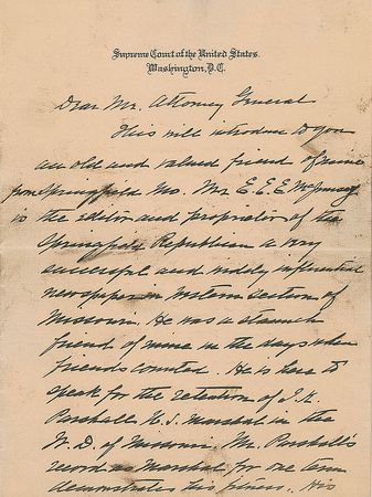 Lot #46 William H. Taft: Justice Taft backs 