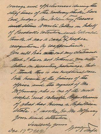 Lot #46 William H. Taft: Justice Taft backs 