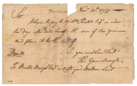 Lot #630 Thomas Gainsborough: Rare pay order from the revered English portraitist - Image 1