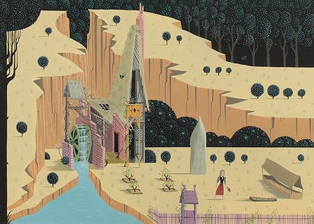 Lot #666 Evind Earle concept painting of Briar Rose and Woodcutter's Cottage from Sleeping Beauty: A princess hideaway?striking Sleeping Beauty concept painting by Eyvind Earle - Image 3