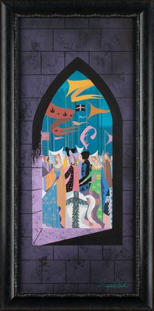Lot #668 Eyvind Earle concept painting of Castle Parade  from Sleeping Beauty: A cause for celebration?masterful concept painting for Sleeping Beauty - Image 2
