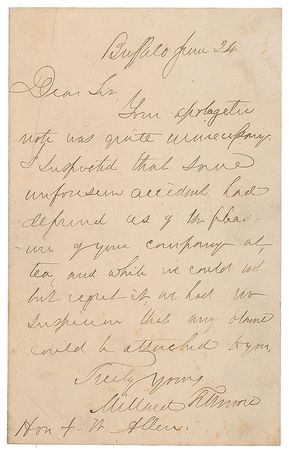 Lot #19 Millard Fillmore Handwritten Letter Signed