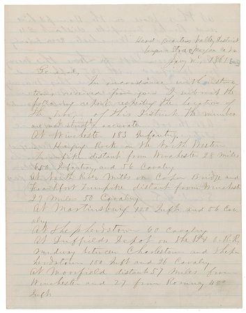 Lot #494 Thomas J. ‘Stonewall’ Jackson: 'Stonewall' outlines troop strengths to his commanding officer amidst 1862's Romney Expedition - Image 1