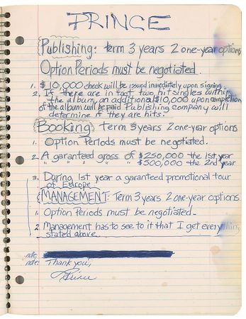 Lot #9285  Prince's Handwritten Lyrics and Sketch Notebook - Image 6