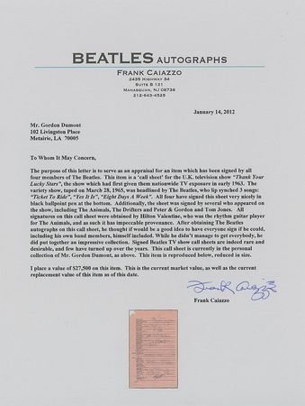 Lot #9002  Beatles Signed Call Sheet - Image 4
