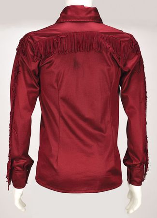Lot #9178  Boston: Sib Hashian's Tour-Used Burgundy Fringed Shirt - Image 2
