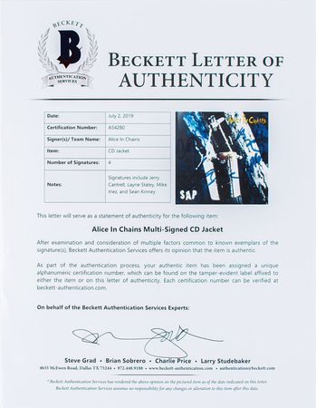 Lot #9319  Alice in Chains Signed CD - Image 2