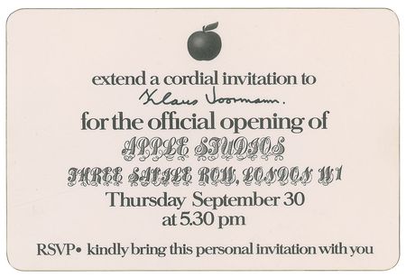 Lot #9024 Klaus Voormann’s 1971 Apple Studios