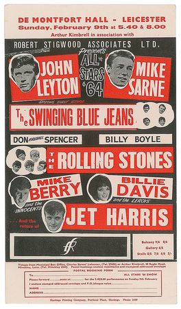 Lot #9079  Rolling Stones 1964 Leicester Handbill