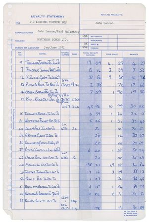 Lot #9040 John Lennon and Paul McCartney 1971 Royalty Statements - Image 3