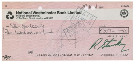 Lot #9039 Ringo Starr Signed Check