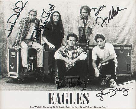 Lot #9206 The Eagles Signed Photograph and Stage-Used Drum Sticks - Image 2