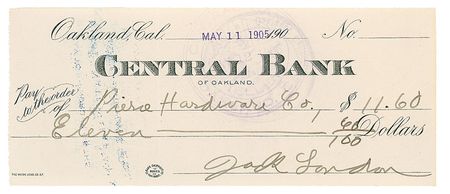 Lot #613 Jack London Check - Image 1