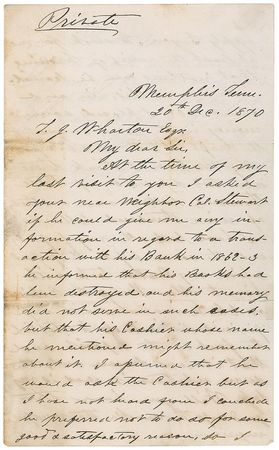 Lot #346 Jefferson Davis: Broke and desperate, Davis tries to recoup his fortunes and rebuild his life after the war - Image 1