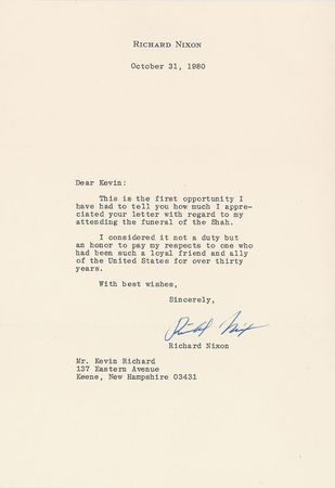 Lot #92 Richard Nixon Typed Letter Signed - Image 1