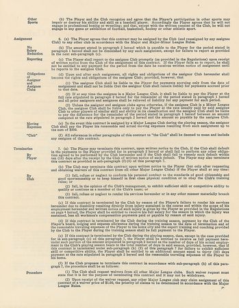 Lot #1077 Mickey Mantle: Mickey Mantle's 1953 Yankees contract—the Commerce Comet's third big league season - Image 3