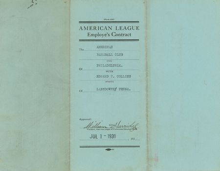 Lot #1068 Eddie Collins Signed Contract - Image 3
