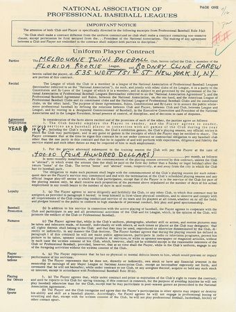 Lot #1064 Rod Carew Signed Contract - Image 2