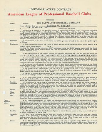 Lot #1070 Bob Feller Signed Contract - Image 2