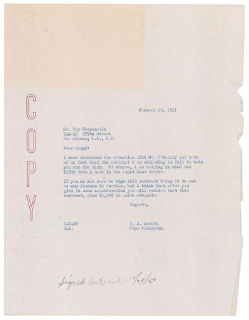Lot #1062 Roy Campanella Signed Document - Image 4