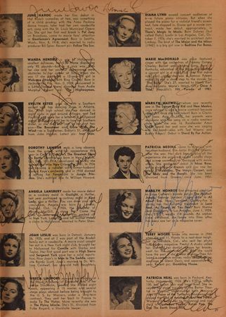 Lot #857 Who's Who in Hollywood Autograph Books: 1952 and 1953: Amazing Who's Who in Hollywood magazines signed by 500+, highlighted by Marilyn Monroe, Humphrey Bogart, John Wayne, Marlon Brando, Judy Garland, and Elizabeth Taylor - Image 16
