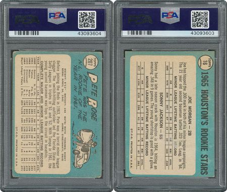 Lot #8100 1965 Topps Baseball Autographed Pair with Pete Rose and Joe Morgan Rookie Card - both PSA/DNA GEM MINT 10 - Image 2