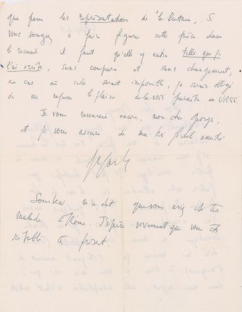 Lot #540 Jean-Paul Sartre: With plans to print in the Soviet Union, Sartre seeks to avoid edits like those made to his 'The Respectful Prostitute' - Image 1