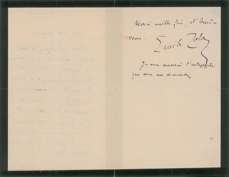 Lot #554 Emile Zola Handwritten Letter Signed - Image 1