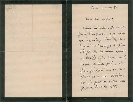 Lot #554 Emile Zola Handwritten Letter Signed - Image 2