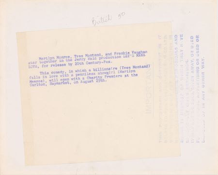 Lot #976 Marilyn Monroe and Yves Montand - Image 2
