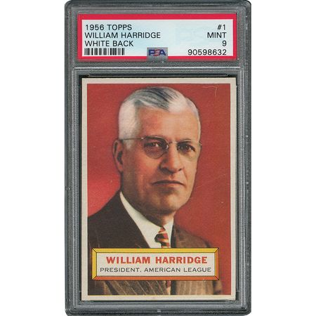 Lot #6001  1956 Topps #1 William Harridge - PSA MINT 9 - None Higher! - Image 1