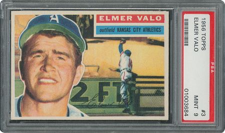 Lot #6003  1956 Topps #3 Elmer Valo - PSA MINT 9 - None Higher! - Image 1