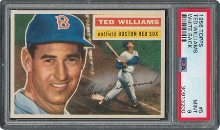 Lot #6005  1956 Topps #5 Ted Williams - PSA MINT 9 - one Higher! - Image 1