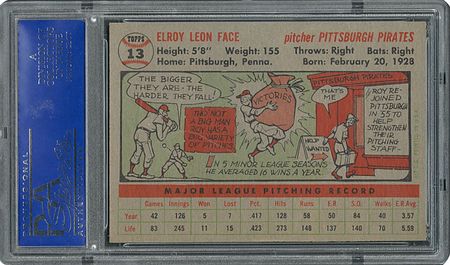 Lot #6015  1956 Topps #13 Roy Face - PSA MINT 9 - two Higher! - Image 2