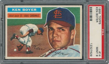 Lot #6016  1956 Topps #14 Ken Boyer - PSA MINT 9 - one Higher! - Image 1