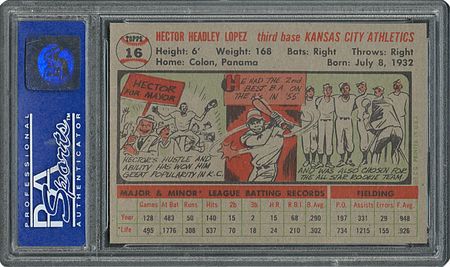 Lot #6018  1956 Topps #16 Hector Lopez - PSA MINT 9 - one Higher! - Image 2