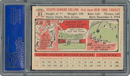 Lot #6023  1956 Topps #21 Joe Collins - PSA MINT 9 - three Higher! - Image 2
