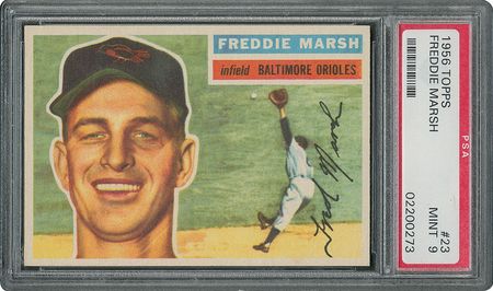 Lot #6025  1956 Topps #23 Freddie Marsh - PSA MINT 9 - None Higher! - Image 1