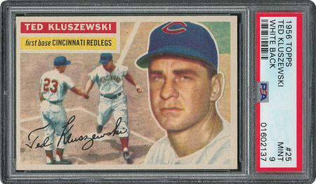 Lot #6027  1956 Topps #25 Ted Kluszewski - PSA MINT 9 - one Higher! - Image 1
