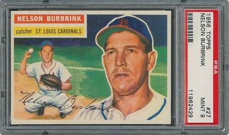 Lot #6029  1956 Topps #27 Nelson Burbrink - PSA MINT 9 - two Higher! - Image 1