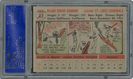 Lot #6029  1956 Topps #27 Nelson Burbrink - PSA MINT 9 - two Higher! - Image 2