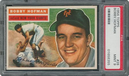 Lot #6030  1956 Topps #28 Bobby Hofman - PSA MINT 9 - None Higher! - Image 1