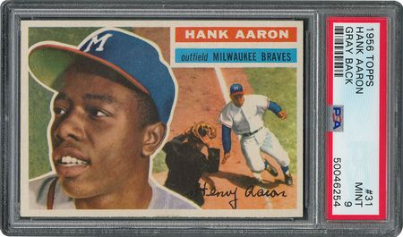 Lot #6033  1956 Topps #31 Hank Aaron - PSA MINT 9 - None Higher! - Image 1