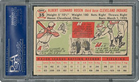 Lot #6037  1956 Topps #35 Al Rosen - PSA MINT 9 - three Higher! - Image 2