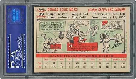 Lot #6041  1956 Topps #39 Don Mossi - PSA MINT 9 - two Higher! - Image 2