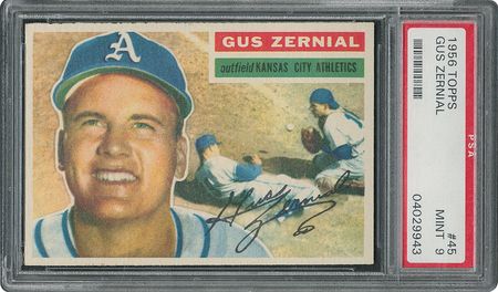 Lot #6047  1956 Topps #45 Gus Zernial - PSA MINT 9 - None Higher! - Image 1
