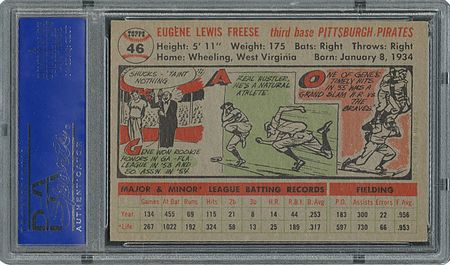 Lot #6048  1956 Topps #46 Gene Freese - PSA MINT 9 - one Higher! - Image 2