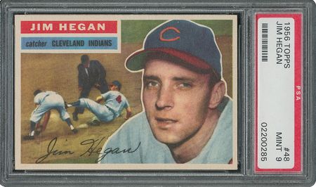 Lot #6050  1956 Topps #48 Jim Hegan - PSA MINT 9 - two Higher! - Image 1